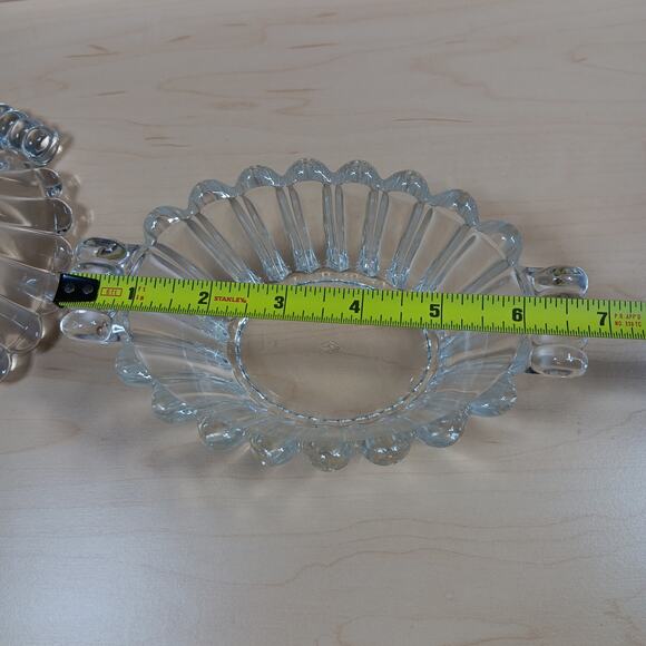 Vintage Heisey Clear Glass Mayonnaise and Pickle bowls Curled Handles - Picture 8 of 11